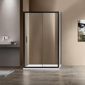 Душевой уголок Vincea Garda VSR-1G8014CLB 140х80 черный, стекло прозрачное