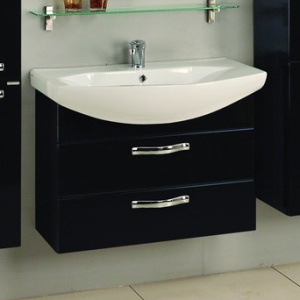 Тумба с раковиной Акватон Ария М 80 черный глянец Тумба с раковиной Акватон Ария М 80 черный глянец