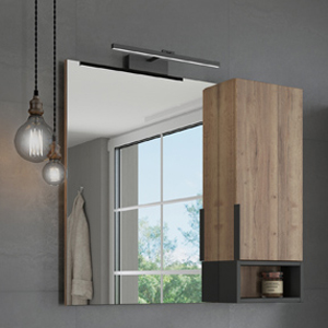 Зеркало-шкаф Comforty Штутгарт 90, дуб тёмно-коричневый