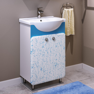 Тумба с раковиной Runo Капри 55 синяя Тумба с раковиной Runo Капри 55 синяя