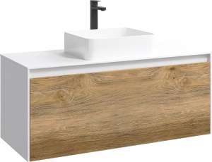 Тумба с раковиной Aqwella 5 stars Mobi 120 белая, дуб балтийский Тумба с раковиной Aqwella 5 stars Mobi 120 белая, дуб балтийский