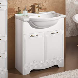 Тумба с раковиной Runo Кантри 65 белая Тумба с раковиной Runo Кантри 65 белая