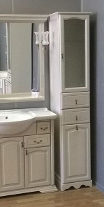 Шкаф-пенал Opadiris Риспекто 40 R слоновая кость, с бельевой корзиной