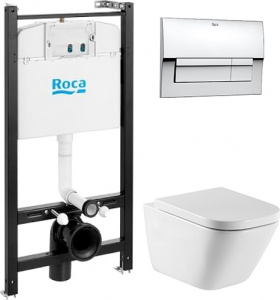 Комплект Roca Gap 893104100 подвесной унитаз + инсталляция + кнопка Комплект Roca Gap 893104100 подвесной унитаз + инсталляция + кнопка