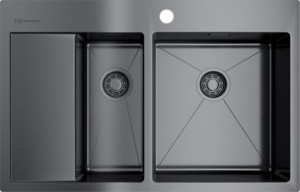Мойка кухонная Omoikiri Akisame 78-2-GM-R вороненая сталь