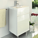 Тумба с раковиной Comforty Астра 50, напольная, белый глянец