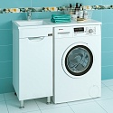 Тумба напольная Лидер 38 с умывальником над стиральной машиной Лидер 100 левая