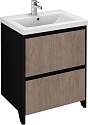 Тумба с раковиной Velvex Klaufs 60.2Y черная, шатанэ, напольная