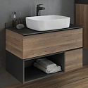 Тумба с раковиной Comforty Штутгарт 90, дуб тёмно-коричневый