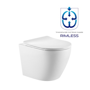 Унитаз подвесной PRATO Бьянко PR-2381 безободковый с микролифтом и сиденьем из дюропласта, смыв Riml Унитаз подвесной PRATO Бьянко PR-2381 безободковый с микролифтом и сиденьем из дюропласта, смыв Riml